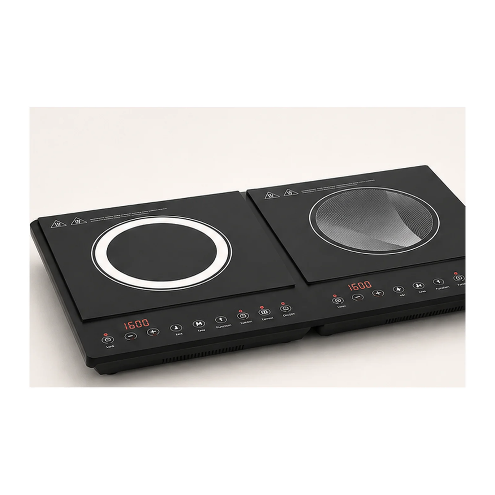 Double induction cooker for magnetic pots